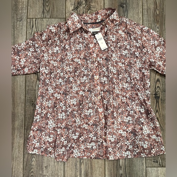 Pilcro by Anthropologie Terra Cotta Floral Blouse XS NWT - Picture 2 of 9